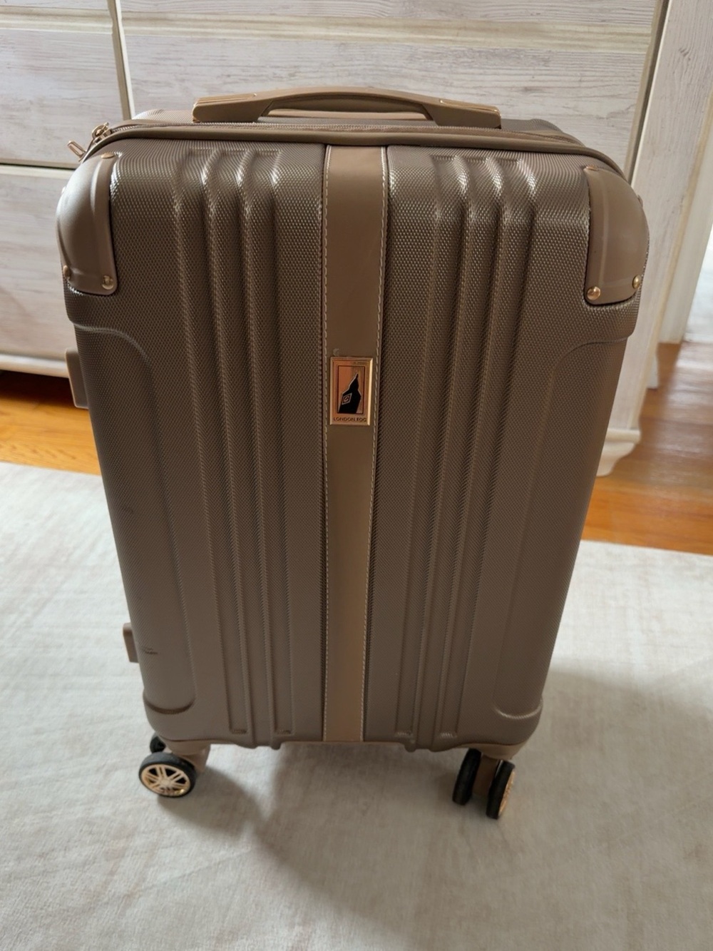 Textured Hard-Shell Carry-On Luggage in Taupe